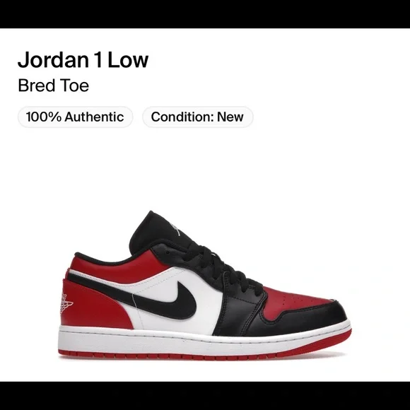 Air Jordan Retro 1 ‘Bred Toe’ Low (2021) - Picture 14 of 15